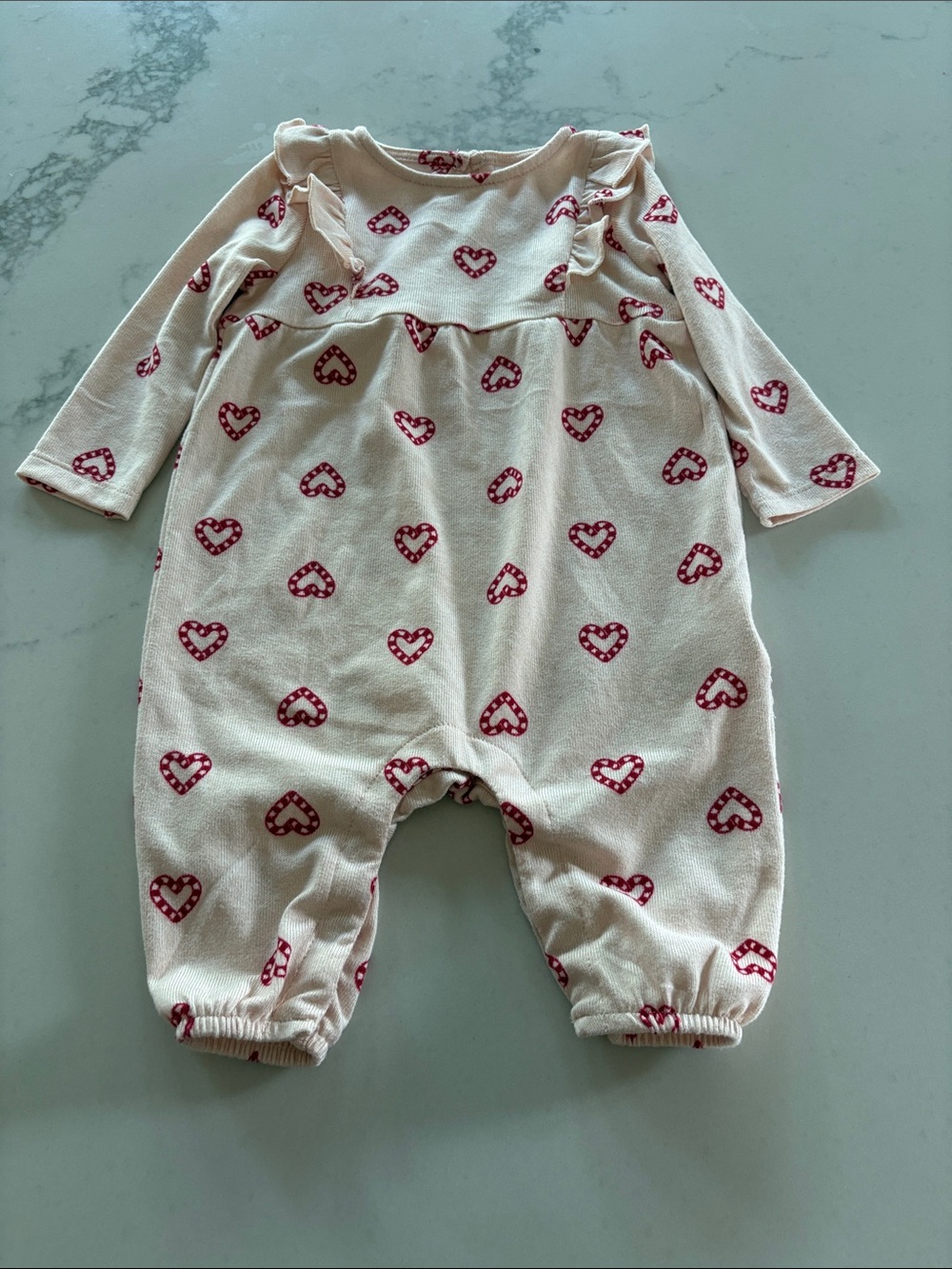Joe Fresh Pink Knit Baby Bodysuit with Red Heart Accents
